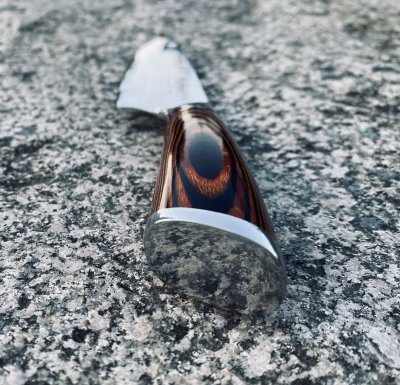 Damascus chef knife - back view